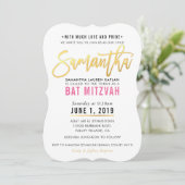 BAT MITZVAH  roze gouden script SAMANTHA Kaart (Staand voorkant)