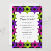 Bat Mitzvah roze groene Paarse ster op elke kleur Kaart (Voorkant)