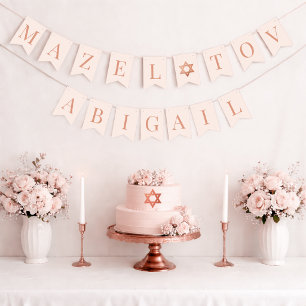 Bat Mitzvah Roze Mazel Tov Meisjesnaam 7 Letters Vlaggetjes