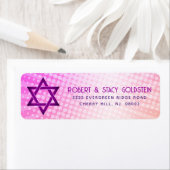 Bat Mitzvah Roze Oranje Gradiënt Retro Leuke Adres Etiket (Insitu)