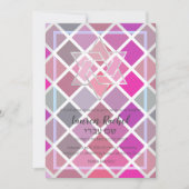 Bat Mitzvah Roze Paarse Mozaïek Uitnodiging (Voorkant)