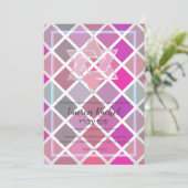 Bat Mitzvah Roze Paarse Mozaïek Uitnodiging (Staand voorkant)