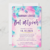 BAT MITZVAH roze paarse waterverf gouden script Kaart (Voorkant)