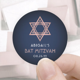 Bat Mitzvah Roze Rose Goud Marine Blauw Star of Da Ronde Sticker