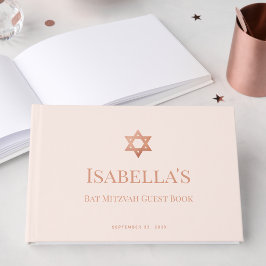 Bat Mitzvah Roze Roze Goud Ster van David Joods  Gastenboek