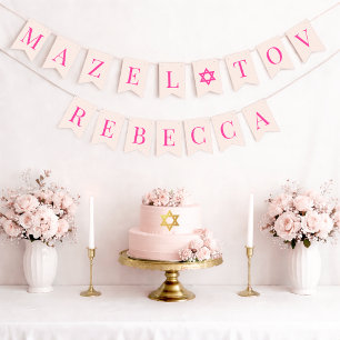 Bat Mitzvah Roze Ster Mazel Tov 7 Letter Meisjesna Vlaggetjes
