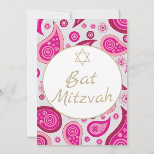 Bat Mitzvah Roze Ster van David Moderne Uitnodigin Kaart (Achterkant)