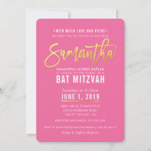 BAT MITZVAH  roze witgouden script SAMANTHA