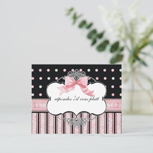 Bat Mitzvah RSVP-respons - Franse moedervlek RSVP Kaartje (Staand voorkant)