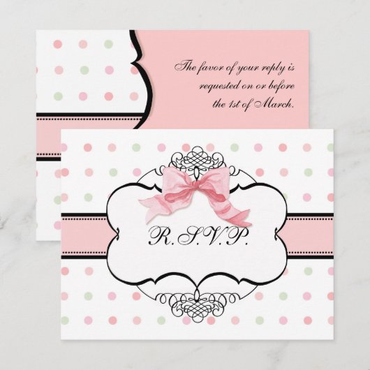 Bat Mitzvah RSVP-respons - Franse moedervlek RSVP Kaartje (Voorkant / Achterkant)