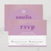 BAT MITZVAH RSVP rustieke schattige gouden confett (Voorkant / Achterkant)