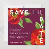 Bat Mitzvah Save Date Burgundy Floral Waterverf Magnetische Uitnodiging (Voorkant)