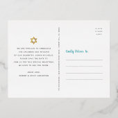 Bat Mitzvah Save Date Turquoise Waterverf Gold Folie Uitnodiging Briefkaart (Achterkant)
