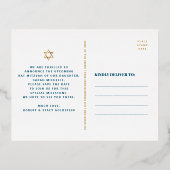 Bat Mitzvah Save Datum Turquoise Agaat Echt Goud Folie Uitnodiging Briefkaart (Achterkant)