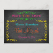 Bat Mitzvah Save The Date Briefkaart - Krijtbord (Voorkant)