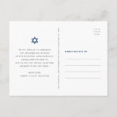 Bat Mitzvah Save the Date Floral Waterverf Navy Uitnodiging Briefkaart (Achterkant)