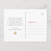 Bat Mitzvah Save the Date Gold on Pink Waterverf Uitnodiging Briefkaart (Achterkant)