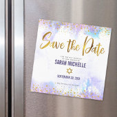 Bat Mitzvah Save the Date Gold Paars Waterverf Magnetische Uitnodiging