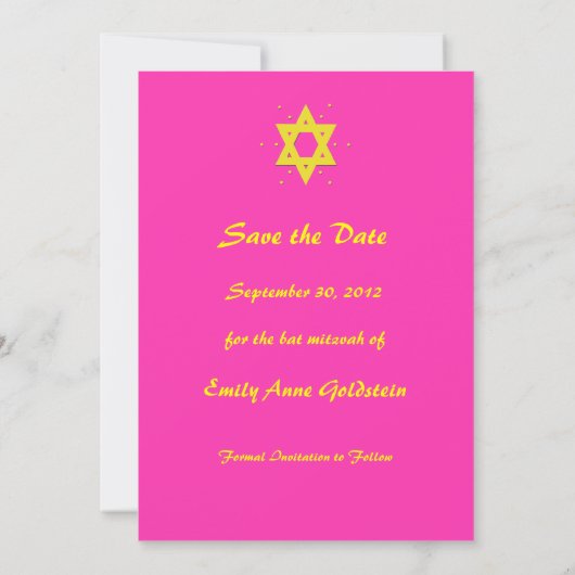 Bat Mitzvah Save the Date Invitation Kaart (Achterkant)