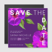 Bat Mitzvah Save the Date Paarse Bloemen Waterverf Magnetische Uitnodiging (Voorkant / Achterkant)