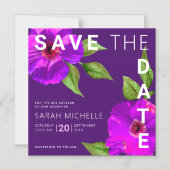 Bat Mitzvah Save the Date Paarse Bloemen Waterverf Magnetische Uitnodiging (Voorkant)