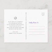 Bat Mitzvah Save the Date Silver Paarse Waterverf Uitnodiging Briefkaart (Achterkant)