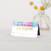 BAT MITZVAH schattige roze paarse aqua gouden wate Plaatskaartje (Voorkant)
