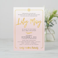 BAT MITZVAH  script bord roze ombre goud