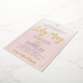 BAT MITZVAH  script bord roze ombre goud Folie Uitnodiging (Gedraaid)