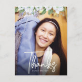 Bat Mitzvah Script Foto Gold Floral Hartelijk dank Briefkaart (Voorkant)