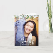 Bat Mitzvah Script Foto Goud Bloemschildering in w Bedankkaart (Voorkant)
