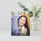 Bat Mitzvah Script Foto Gouden Bloemstuk Bedankt Briefkaart (Staand voorkant)