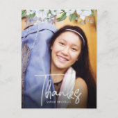 Bat Mitzvah Script Foto Silver Floral bedankt Briefkaart (Voorkant)