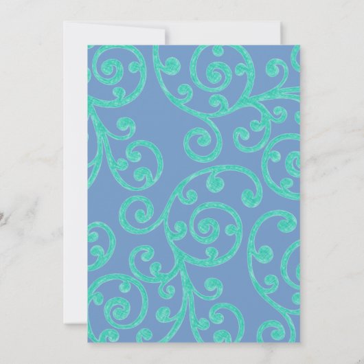 Bat Mitzvah Scroll Patroon Aqua Uitnodiging (Achterkant)