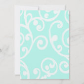 Bat Mitzvah Scroll Patroon Aqua Uitnodiging (Achterkant)