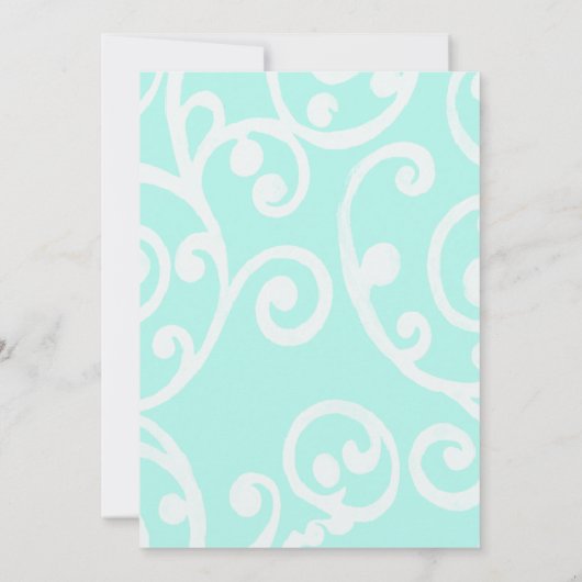 Bat Mitzvah Scroll Patroon Aqua Uitnodiging (Achterkant)