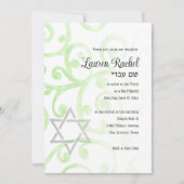 Bat Mitzvah Scroll Patroon Groene uitnodiging (Voorkant)