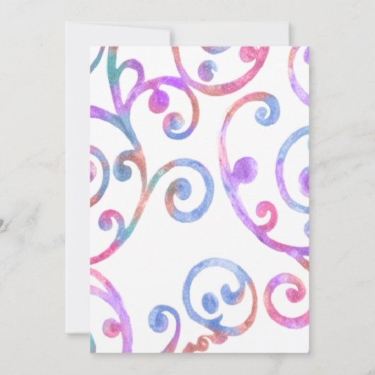 Bat Mitzvah Scroll Patroon Kleurrijke uitnodiging (Achterkant)