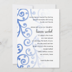 Bat Mitzvah Scroll Pattern Blue Kaart