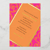 Bat Mitzvah Scroll Pattern Oranje Folie Uitnodiging (Voorkant)