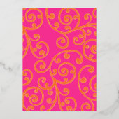 Bat Mitzvah Scroll Pattern Oranje Folie Uitnodiging (Achterkant)