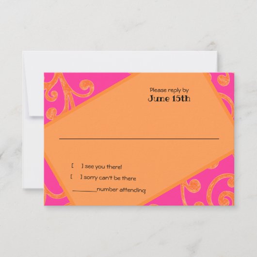 Bat Mitzvah Scroll Pattern Oranje RSVP Kaart (Voorkant)