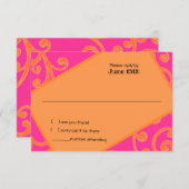 Bat Mitzvah Scroll Pattern Oranje RSVP Kaart (Voorkant / Achterkant)