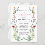 Bat Mitzvah Secret Garden Kaart<br><div class="desc">De elegante Tuinvleermuis Mitzvah-uitnodiging bevat kleurrijke boho  stijl wildflower illustraties. Personaliseer met uw informatie of klik op "Klik om verder aan te passen" om letterstijlen,  grootte en kleuren te bewerken.</div>