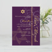Bat Mitzvah/seringen/pluim/goud/diy achtergrondkle Kaart (Staand voorkant)