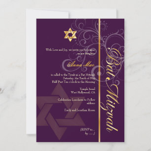 Bat Mitzvah/seringen/pluim/goud/diy achtergrondkle Kaart