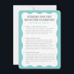 BAT MITZVAH service informatie advies mint grijs Kaart<br><div class="desc">door kat massard >>> WWW.SIMPLYSWEETPAPERIE.COM << Een handige insert voor uw BAR/BAT MITZVAH met een aantal vragen en antwoorden</div>
