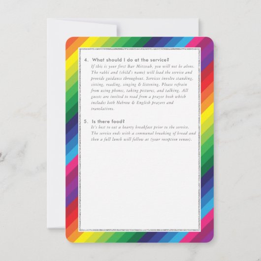 BAT MITZVAH service informatie advies regenboog Kaart (Achterkant)