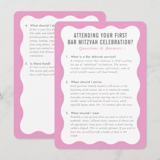 BAT MITZVAH service informatie advies roze grijs Kaart (Voorkant / Achterkant)