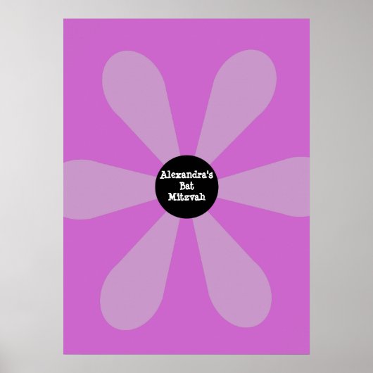 Bat Mitzvah Sign In Board Fun Flower Pink Poster (Voorkant)